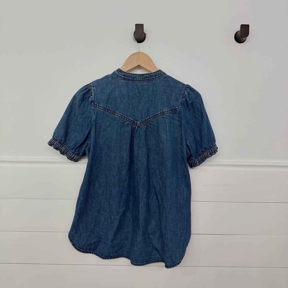 Women’s Anthropologie Pilcro Denim Popover Balloon Sleeve Blouse Top S - Picture 5 of 5